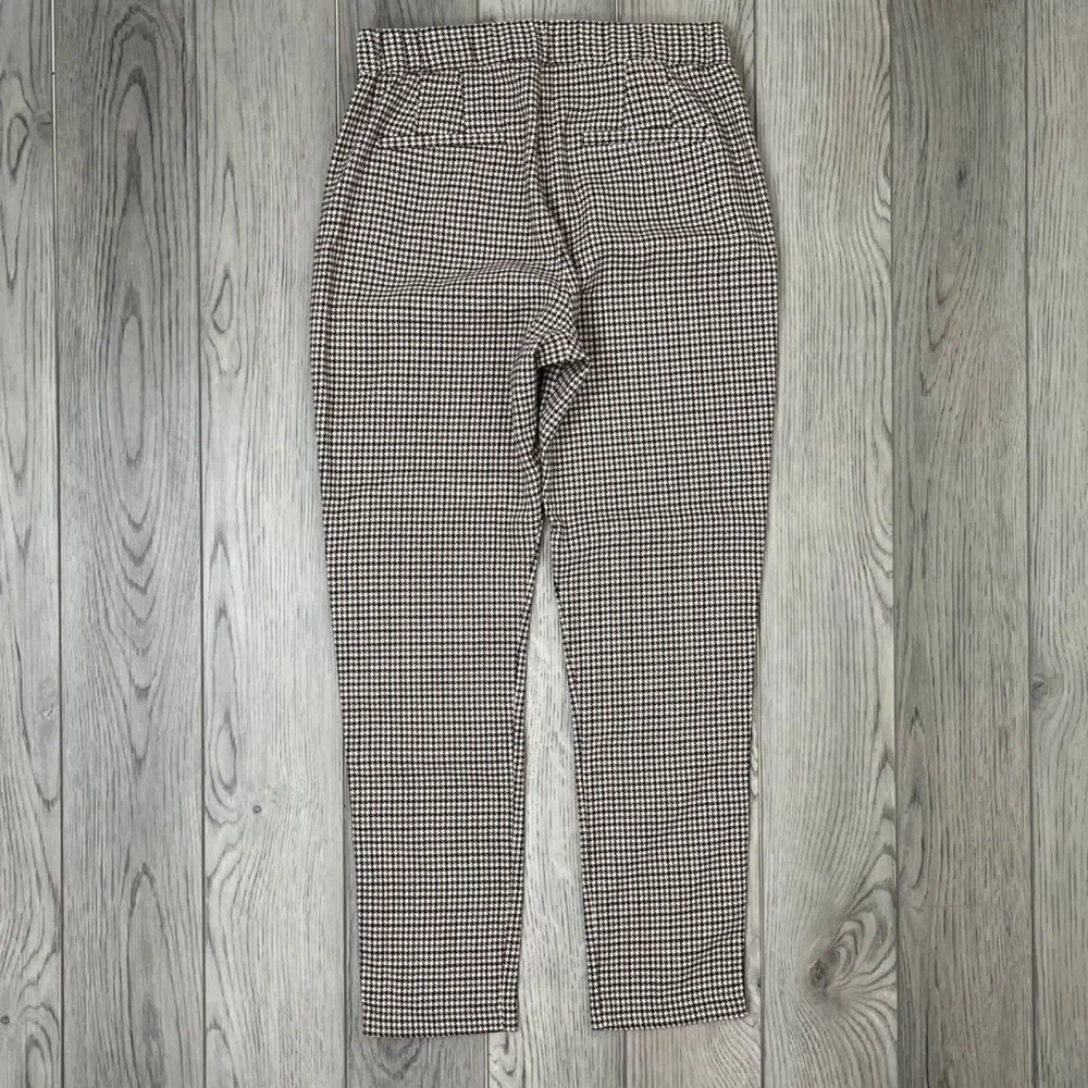 BB Dakota Womens Size 0 Brown Houndstooth Straight Leg Cropped Trouser Pant